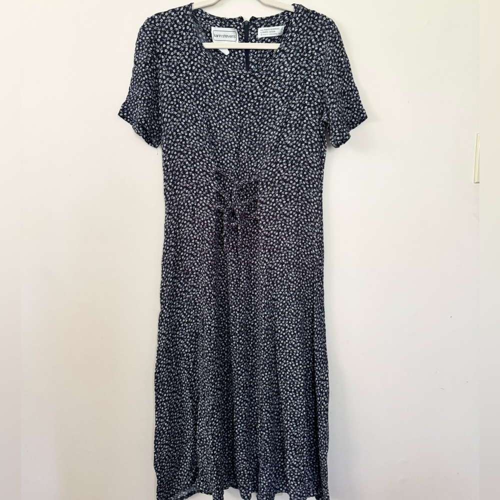 Karin Stevens (10) vintage blue cottage core flower midi dress